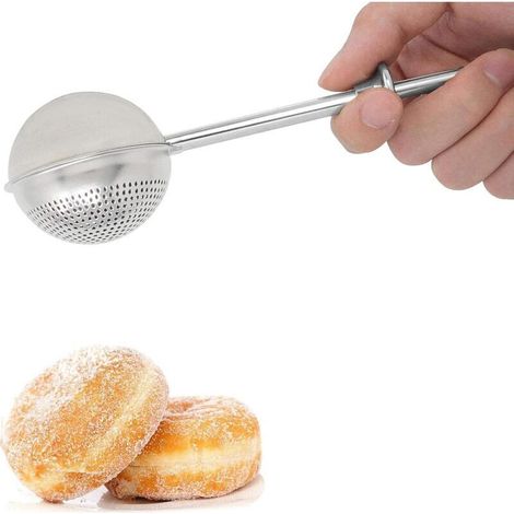 Mehlsieb für die Gebäckherstellung, Einhandbedienung, Puderzuckerstreuer aus Edelstahl 304, Mehlsieb zum Aufnehmen und Bestreuen (1/4)