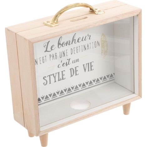 Tirelire pour Garçon et Filles en Bois et Acrylique, Boîte Khaki (1/5)