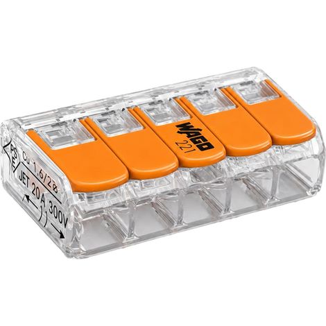 Electrical Connectors 5 Way Lever, Electrical Terminal Block, Terminal Block, Electrical Domino, Connector, Type, for Rigid and Flexible Wires, Reusable (1/5)