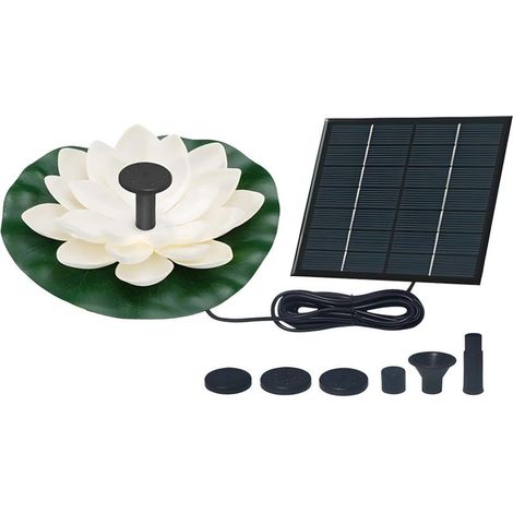 Fontaine flottante lotus 16 x 16 cm 1,5W système de jet d’eau 7V hauteur jusqu’à 100 cm pour étang piscine et jardin (1/5)
