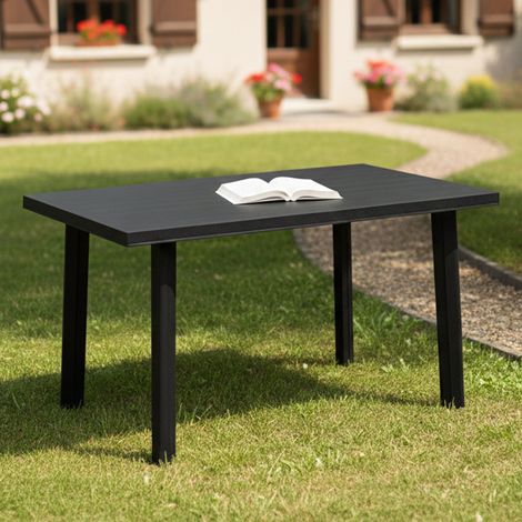Mesa de Exterior Ozello, 6 Plazas, Longitud Máx. 126 cm Fabricada en Italia, Acabado Liso, 126x76x72h cm Negro Antracita (1/3)