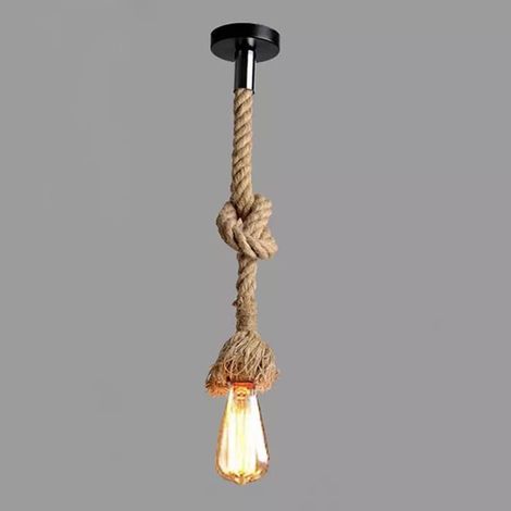 Lampada a Sospensione Lampadario Corda di Canapa Lampada da Soffitto Industriale per Soggiorno Balcone Ristorante (100CM) (1/5)