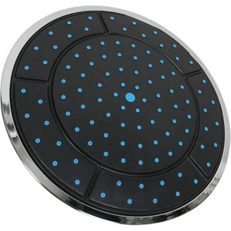 Douche À Effet De Pluie - Tête De Douche Ronde - 25 Cm - Finition Chromée - Argent Et Noir - 1 Pièce