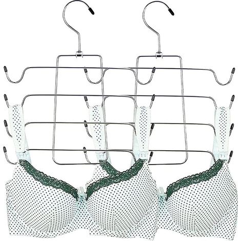 Lot de 2 cintres multicouches pliables pour caracos, foulards, ceintures, maillots de bain, bretelles, cravates et robes. Gain de place. (1/5)