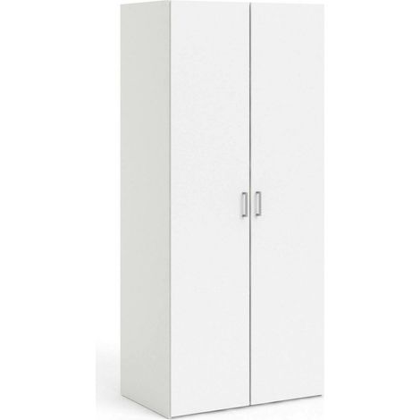 Dmora - Guardaroba 2 ante Sylvie, Mobile camera da letto, Cabina armadio portabiti, Armadio appendiabiti, 78x50 h175 cm, Bianco