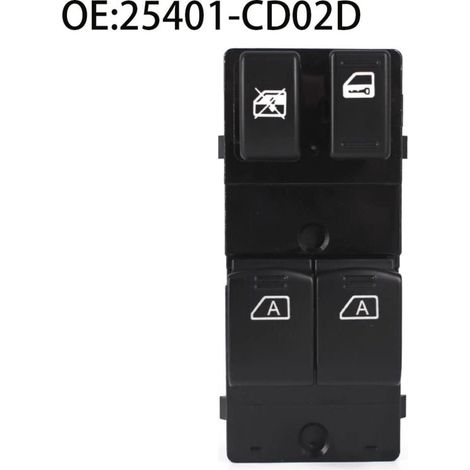 Le 25401-CD02D convient aux interrupteurs à bouton-poussoir de lève-vitre électrique et aux interrupteurs de levage de vitre des Nissan 350Z fabriquées entre 2003 et 2008.