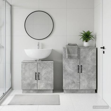 vidaXL 2 Piece Bathroom Cabinet Set HOORN Concrete Grey (1/5)