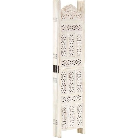Paravent Cloison de séparation 5 panneaux, Pour Jardin, Balcon, Terrasse Blanc 200x165 cm Bois manguier OIB2644E (1/5)