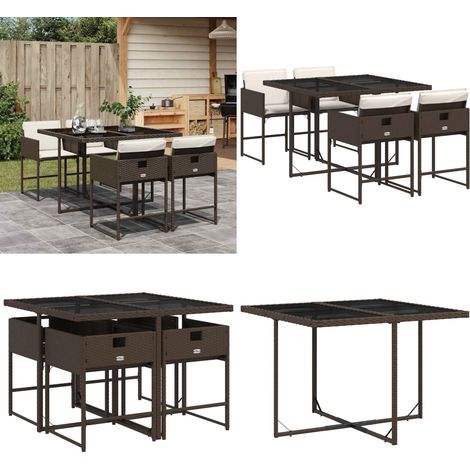 vidaXL Ensemble à manger de jardin 5 pcs et coussins marron poly rotin (1/5)