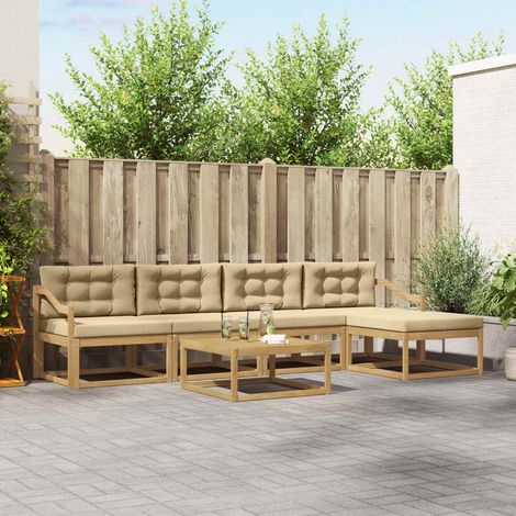 vidaXL Outdoor-Sofagarnitur 6 pcs Weiß und Beige 79 x 79 x 37 cm (1/5)