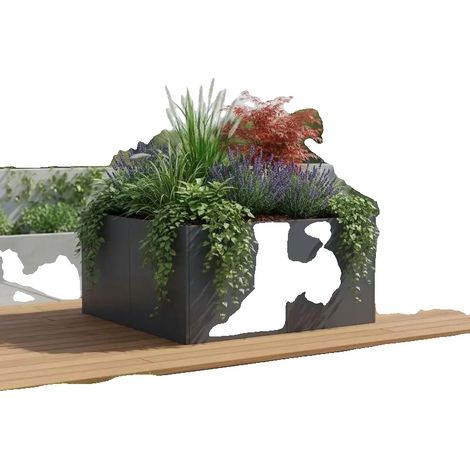Seau de plantation, acier durable, jardinage polyvalent, Anthracite (1/2)