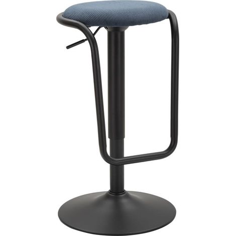 Tabouret de Bar Réglable en Tissu "Destiny" 61-83cm Noir & Bleu