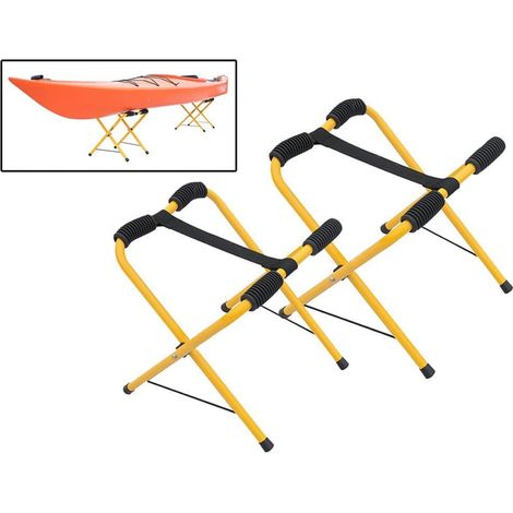 x1 Pair Folding Lightweight Kayak Support Stands - Aluminium Portable Canoe Storage Surfing Sup