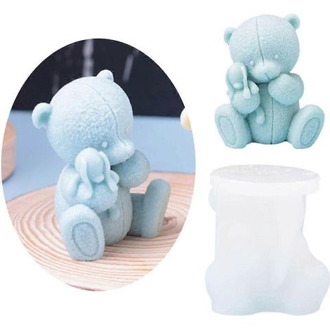 Moule en résine 3D en forme d'ours, moules à bougies, moules animaux en silicone, moules à pâtisserie en argile à faire soi-même (1/4)