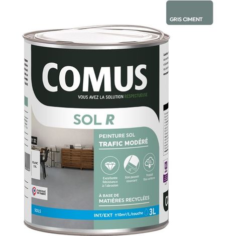COMUS SOL R GRIS ARGENT  3L - peinture acrylique en phase aqueuse pour sols intérieurs et extérieurs pour trafic modéré (1/2)