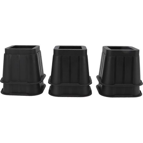 6pcs Furniture Riser Black Rubber 4in Squared Sofa Bed Chair Desk Riser for Living Room (1/4)
