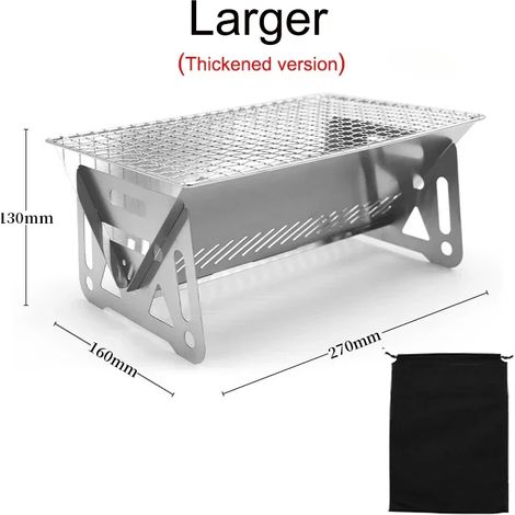Barbecue pliable et portable, multifonctionnel, idéal pour le camping et les pique-niques, en acier inoxydable. (1/5)