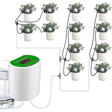 Automatisches Bewässerungssystem für Gärten während der Ferien, mit LED-Anzeige und einstellbarem Timer für Tropfbewässerung - Ideal für Blumenbeete, Terrassen und Rasenflächen (1/5)