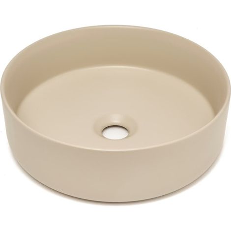 Swiss Aqua Technologies Mood 36x36 cm lavabo rotondo freestanding senza foro per rubinetto o troppo pieno, beige (SATM3636KM)