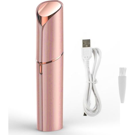 Épilateur électrique pour le visage en forme de rouge à lèvres, portable, rechargeable par USB, finition dorée.-AquaForge