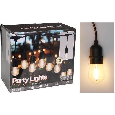 Progarden Party Light 20LED Corda luminosa nera 9,5m