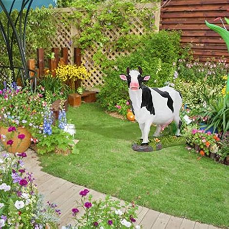 Statuette de vache en résine, miniature, décoration pour bureau et jardin, 22x17 cm (1/5)