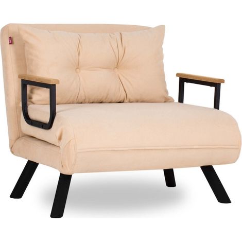Sillón cama, sofá cama, asiento individual, cama de invitados Sofa-Bed Cream (1/5)