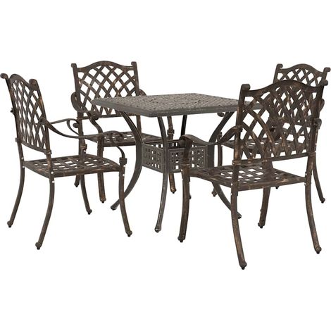Maison Exclusive - Set di Tavolo da Giardino 5 pcs Bronzo Alluminio pressofuso