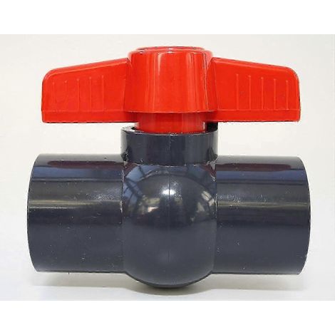 Vanne à bille de 32 mm, pression nominale de 10 bars, avec 2 manchons adhésifs en PVC pour une installation sécurisée, résistante à la corrosion et durable. (1/4)