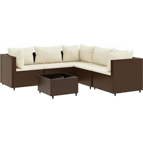 Maison Exclusive - Set Mobili da Giardino 6pz con Cuscini in Polyrattan Marrone