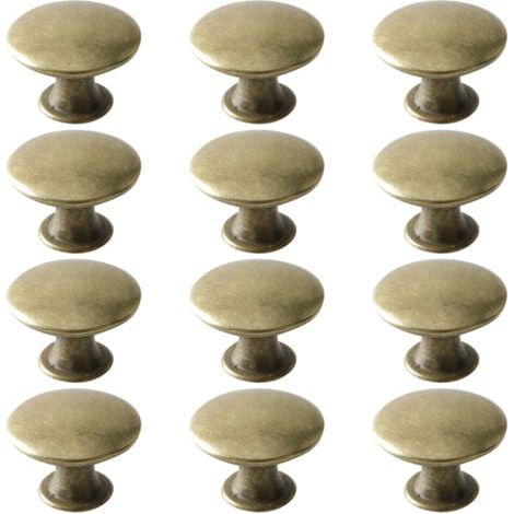 12 Boutons de Tiroir Vintage, Laiton Rond Poignée de Meuble Ancien, Metal Boutons de Placard Cuisine Salle de Bain, 30x21mm (1/5)