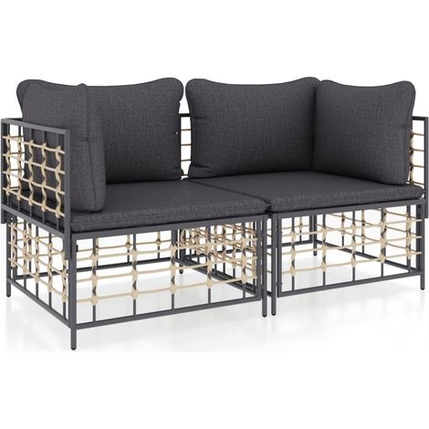 Maison Exclusive - Ecksofas mit Kissen 2 Stk. Modular Poly Rattan