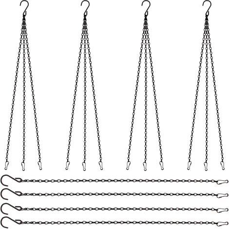 12 hängende Metallketten, schwarze Blumenampelketten mit Clips und S-Haken für Blumentöpfe, Vogelkäfige, Pflanzgefäße, Laternen, Anschlagtafeln und Ornamente (1/5)