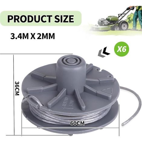 6 Pièces Fil Coupe Bordure Bobine de Fil Debroussailleuse Fil Rotofil 5307-20 Compatible avec Gardena Coupe Bordure Ø 1,6mm 6,1M Bobine Fil Coupe Bordure (1/5)