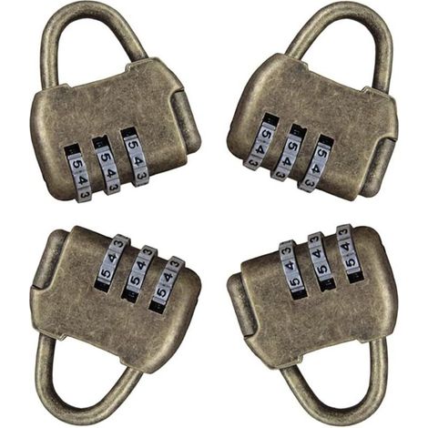 4er-Pack Zahlenschloss, Diebstahlsicherung, Retro-3-stellige Zahlenkombination - Crezuo