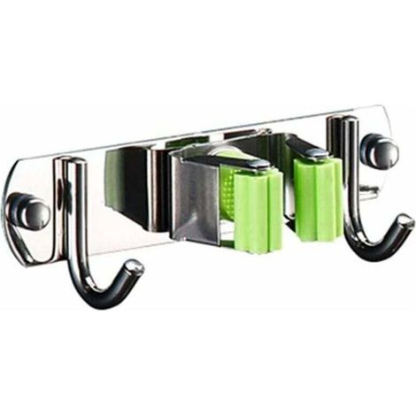 Porte Balai Mural Mur Mop Monté Et Broom Holder,Broom Organiseur Balai Support en Acier Inoxydable à Balai Pour Cuisine Salle de Bains Jardin et Bureau (1/4)