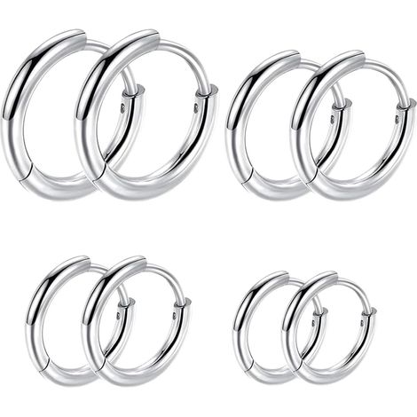 Pairs of Stainless Steel Clip-On Earrings, Non-Pierced, Unisex, for Men, Women, Girls and Boys, Elegant Design, Suitable for All Styles and Occasions (Silver) (1/5)