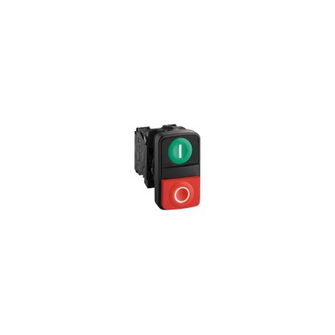 Testa pulsante doppio Ø22 - rossa + verde - 0/I - XB5AL73415