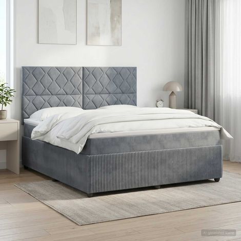 vidaXL Lit boxspring avec matelas Gris foncé 140 x 200 cm Velours (1/5)