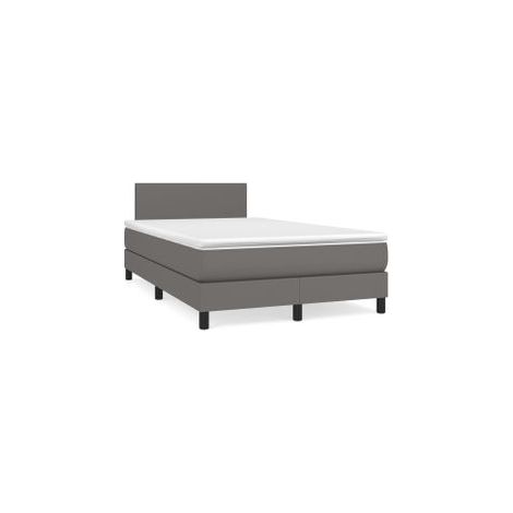 Sommier à lattes de lit avec matelas Gris 120x200 Similicuir (1/5)