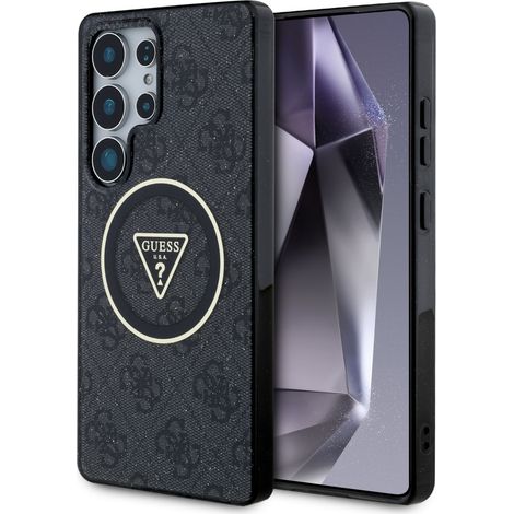 Funda Guess 4G con botones triangulares brillantes y MagSafe para Samsung Galaxy S25 Ultra negra (1/5)