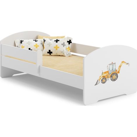 Lettino per bambini LUK con ringhiera 160x80 Escavatore giallo (1/5)