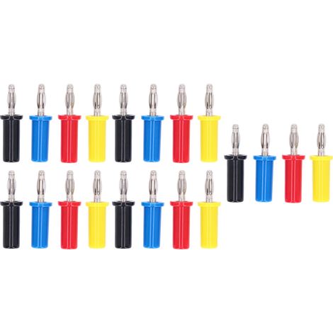 Lot de 5 inserts banane à souder 4mm, cuivre pur haute qualité, douille à collerette J.10013, fiches banane mâles rouge, noir, jaune, bleu, connecteurs audio. (1/5)