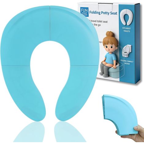 Adaptateur Toilette Enfant Pliable et Portable - Réducteur Toilette Enfant Compact Pour Bébé, WC Avec Ventouse et Sac de Rangement, Idéal Pour La Maison ou Les Voyages Bleu (1/5)