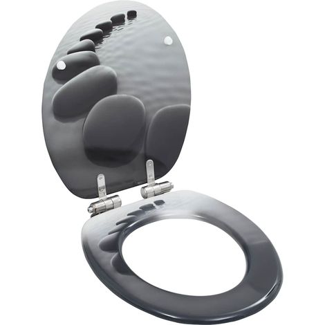 lot de 2 Sièges WC MDF couvercle à fermeture en douceur Pierres (1/5)