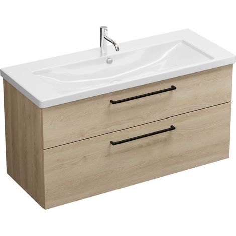 Vasque en céramique Burg Eqio + meuble sous-vasque en chêne, décor cachemire/blanc alpin GR0234