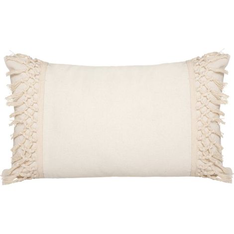 Les Tendances – Coussin en macramé ivoire 30x50 cm – 100% coton enveloppe – Garnissage polyester – Housse déhoussable et lavable à 30°C (1/5)