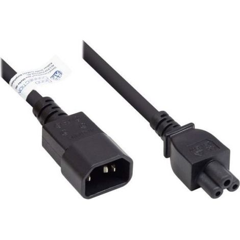 Rallonge Pour Appareil À Froid - C14 Droit - 2 M - Section 0,75 Mm² - Noir