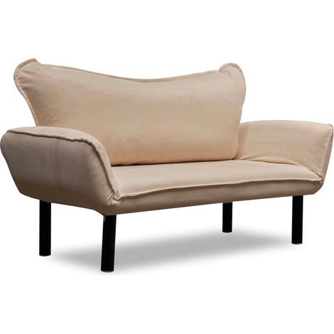 Divano Letto 2 Posti Hone, Contenitore, Reclinabile, Posti a Sedere 2, 140x65 cm Bianco Crema