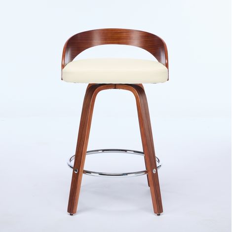 Lot de 2 tabourets de bar pivotants avec dossier bas, assise rembourrée beige, hauteur 63 cm (1/5)